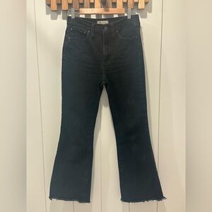 Madewell Black Flare Jeans with Frayed Hem